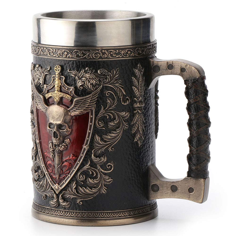 Gothic Skull Tankard Mug | 15.5 cm Medieval Fantasy Collectible Beer Mug