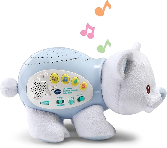 VTech Baby Lil' Critters Soothing Starlight Polar Bear Nursery Projector | Musical Night Light, Cry Sensor & Star Projection Sleep Soother