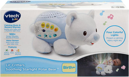 VTech Baby Lil' Critters Soothing Starlight Polar Bear Nursery Projector | Musical Night Light, Cry Sensor & Star Projection Sleep Soother