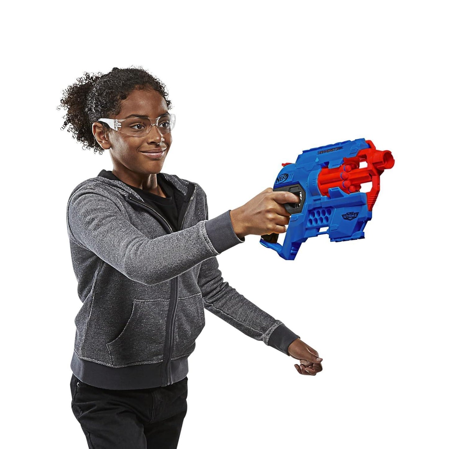 Nerf Alpha Strike Hammerstorm Blaster – Hammer-Priming Action, Rotating 8-Dart Drum, 8 Official Nerf Elite Darts – for Children, Teens, Adults, Multicolor (E6748) - Jaiman Toys
