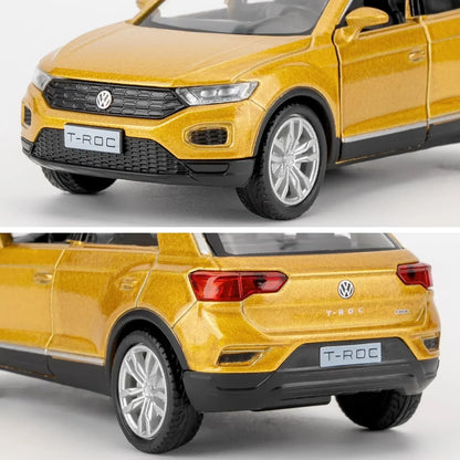 RMZ City Volkswagen T-Roc SUV 1:36 Die-Cast Car | Pull Back & Go | Openable Doors | Blue / Gold