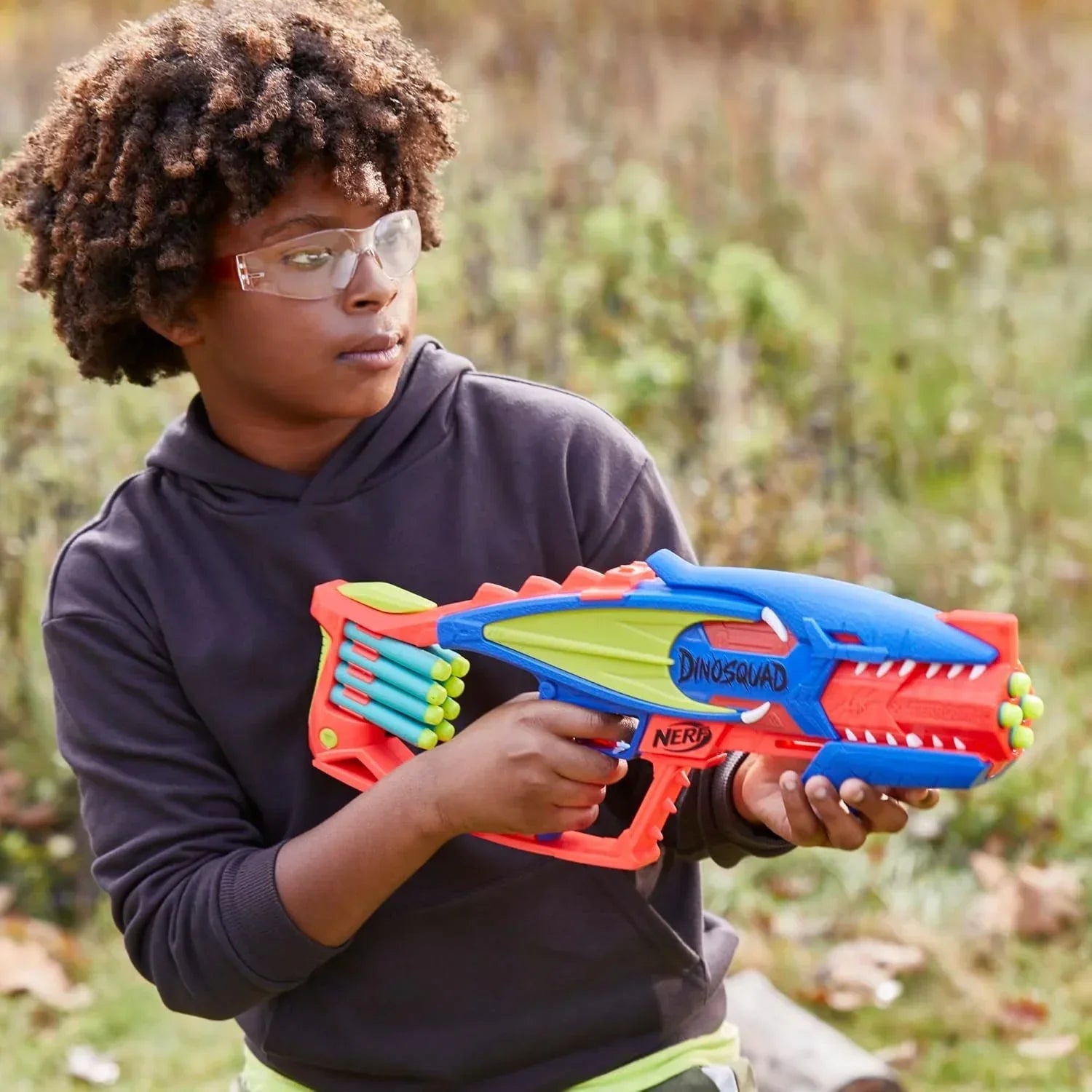 Nerf Dinosquad Terrodak, 4 Dart Blasting, Dart Storage, 12 Nerf Elite Darts, Dinosaur Design, Toy Foam Nerf Blaster for Kids - Jaiman Toys