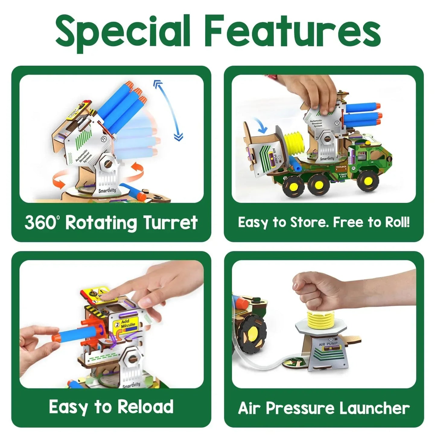 Smartivity DIY Military Vehicle STEM Set – Army Truck with Missile Launch for Kids 8–14 - Jaiman Toys