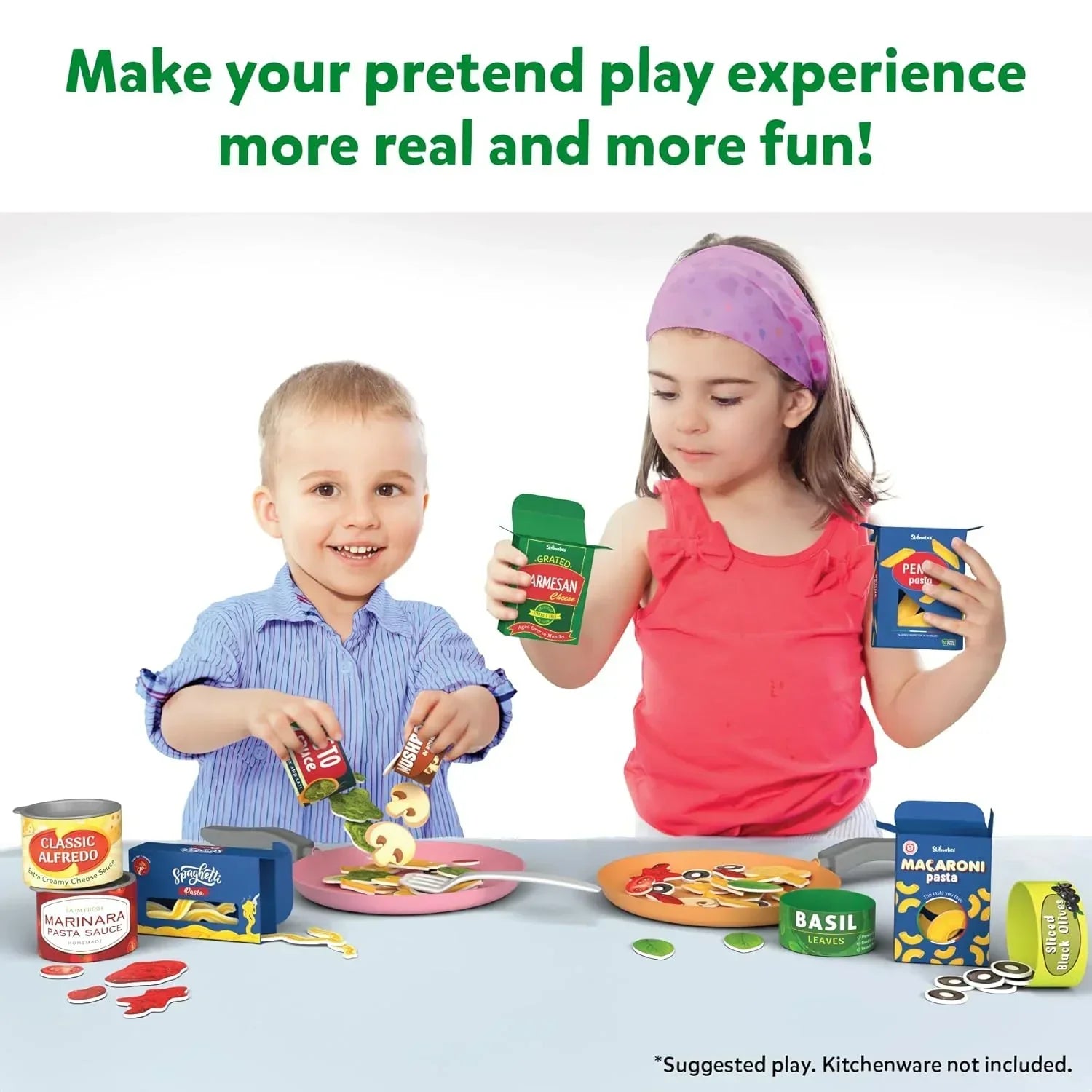 Skillmatics Pretend Play Pasta Set - 11 Containers, 120+ Play Food Items for Child's Play, Back-to-School Play Kitchen Accessories, Toy Kitchen, Gifts for Kids & Toddlers Ages 3, 4, 5, 6, 7 - Jaiman Toys