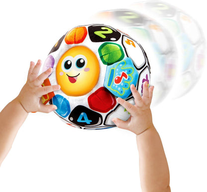 VTech Bright Lights Soccer Ball Interactive Musical Learning Toy with Lights, Sounds, Songs & Educational Activities | Soft Plush Sensory Ball for Babies & Toddlers