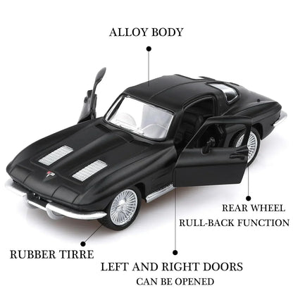RMZ City 1:36 1963 Chevrolet Corvette Stingray Openable Window Die-Cast Car | Pull Back Classic Model