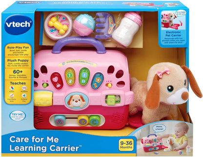 VTech Care for Me Learning Carrier Interactive Pet Care Playset with Plush Puppy, Lights, Sounds & Learning Activities | Pink