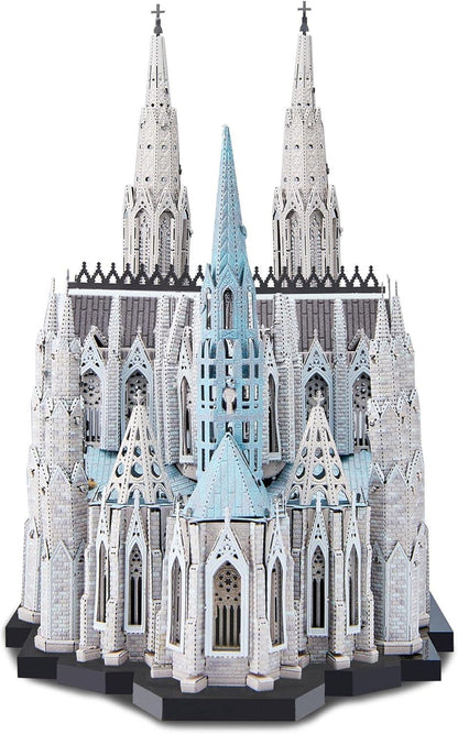 Piececool 3D Metal Puzzle St. Patrick’s Cathedral Architecture Model – 418 Pieces – 6 Metal Sheets – Stainless Steel DIY Model Kit-Age 16+