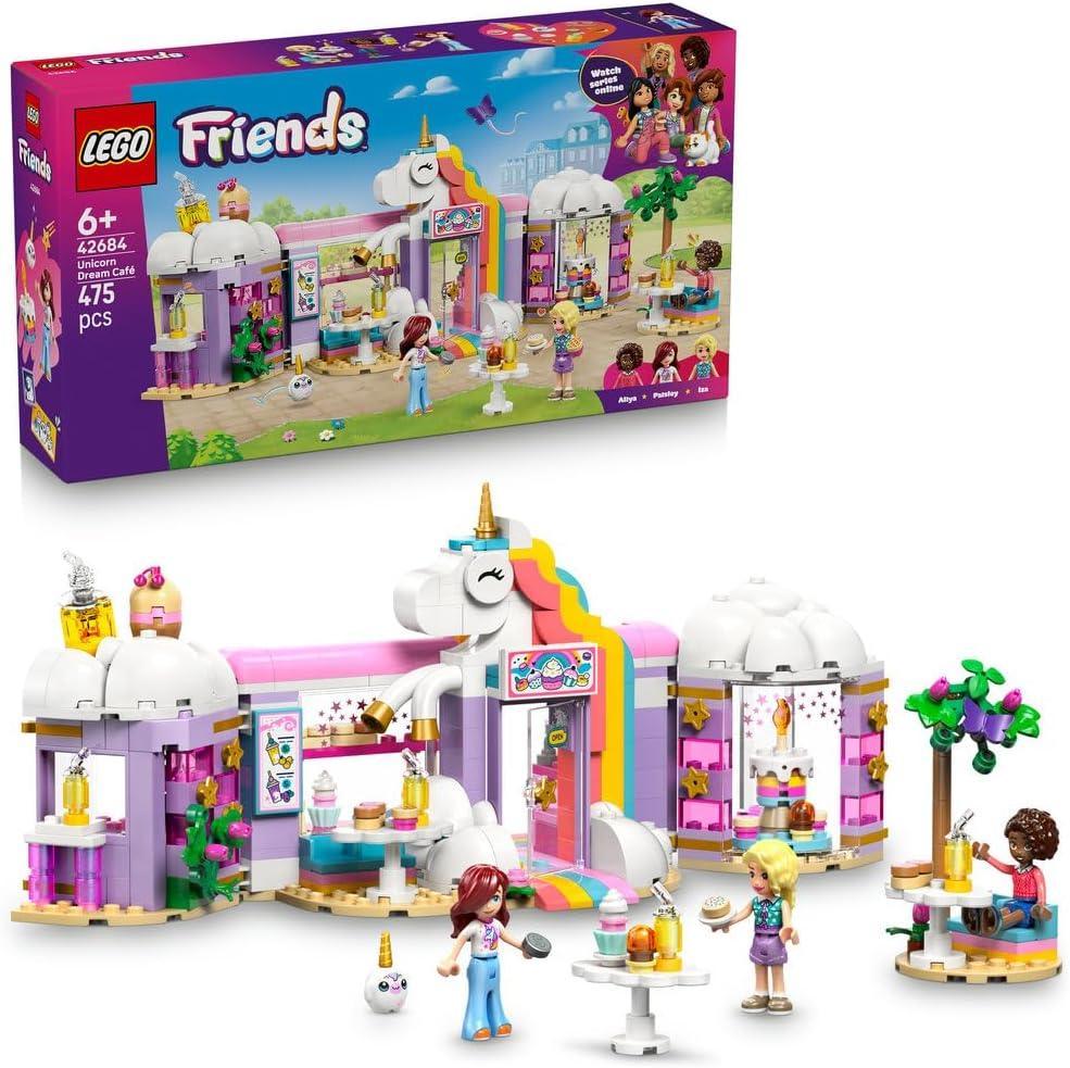 LEGO Friends 42684 Unicorn Dream Café - Toy Cake Shop w/ 3 Mini Dolls, Cash Register & Play Food Accessories incl. Cupcakes - Birthday Gift for 6+ Year Old Girls
