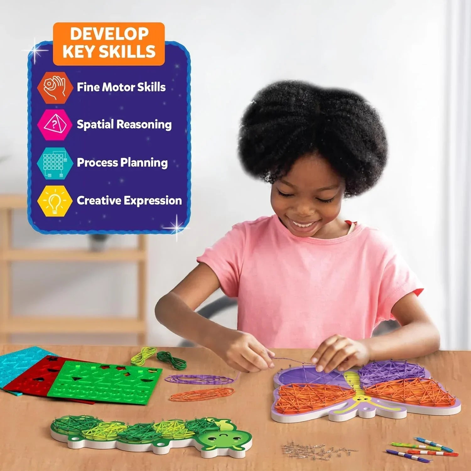 Skillmatics Art & Craft Activity - Super Strings Bugs & Butterflies, Mess-Free Art for Kids, Craft Kits & Supplies, DIY Creative Activity, Gifts for Boys & Girls Ages 6, 7, 8, 9, 10, 11, 12 - Jaiman Toys