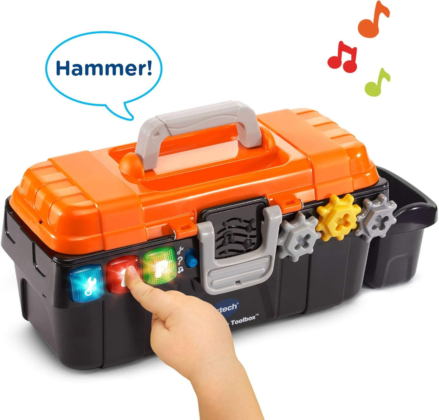 VTech Drill and Learn Toolbox | Interactive Electronic Tool Set with Toy Drill, Lights, Sounds & STEM Learning Activities | Orange