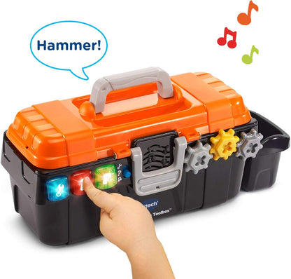 VTech Drill and Learn Toolbox | Interactive Electronic Tool Set with Toy Drill, Lights, Sounds & STEM Learning Activities | Orange