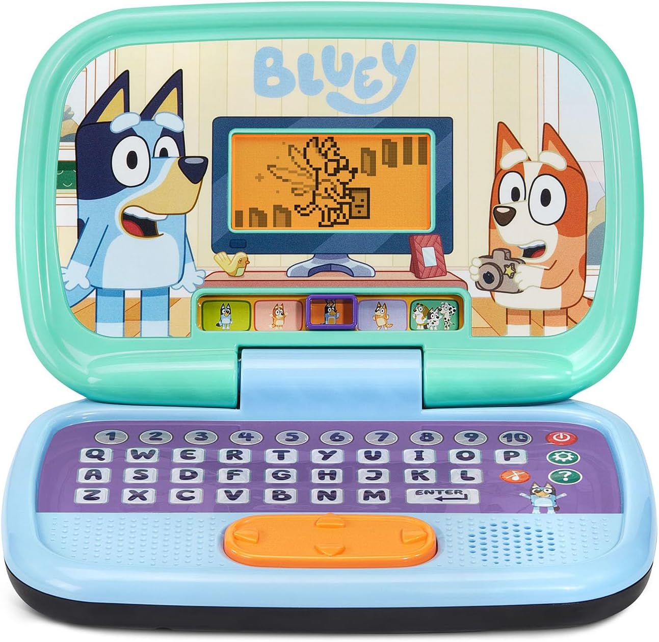VTech Bluey Game Time Laptop | Interactive Educational Learning Laptop with 10 Games, 200+ Sounds, Letters, Numbers & Problem-Solving Activities for Kids