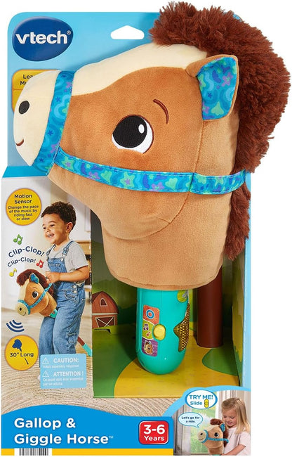 VTech Gallop & Giggle Horse Stick Pony with Motion Sensor | Interactive Musical Hobby Horse with Lights, Sounds & Learning Modes | Plush Riding Horse Toy for Kids