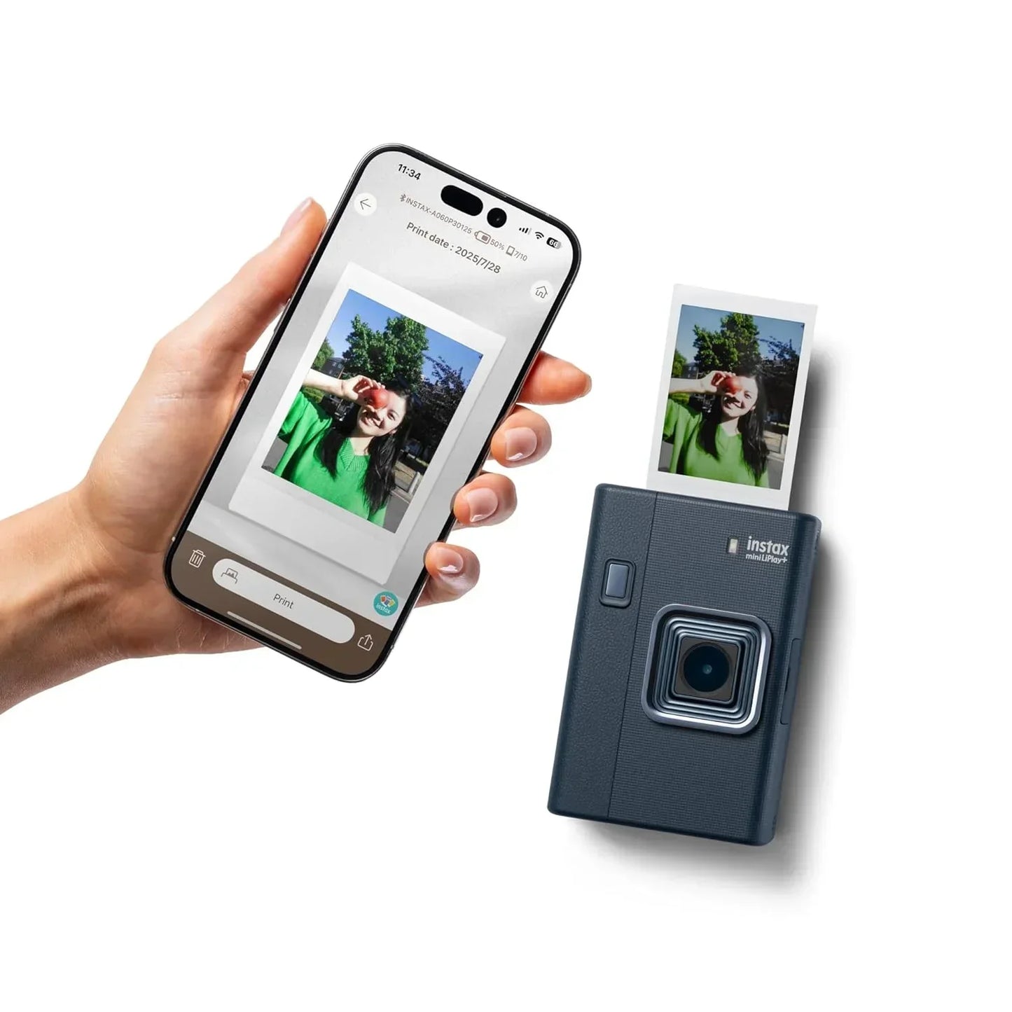 Fujifilm Instax Mini LiPlay+ Midnight Blue Hybrid Instant Camera with Bluetooth & Sound Capture