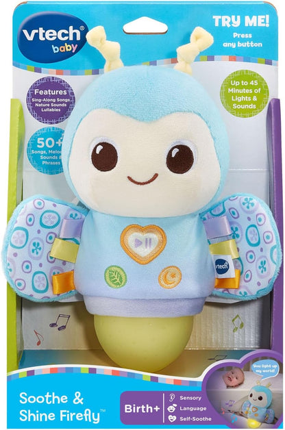 VTech Baby Soothe and Shine Firefly Musical Plush | Soft Comfort Toy with Color-Changing Night Light, Lullabies & Sleep Timer