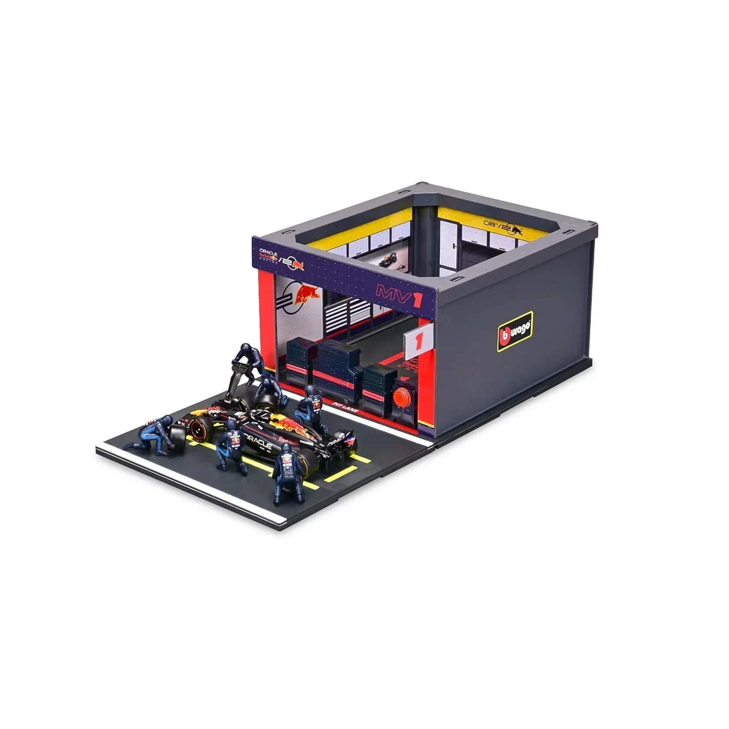 Bburago Oracle Red Bull Racing F1 Pit Pass Playset 1:43 Scale – RB20 Car with 6 Figures