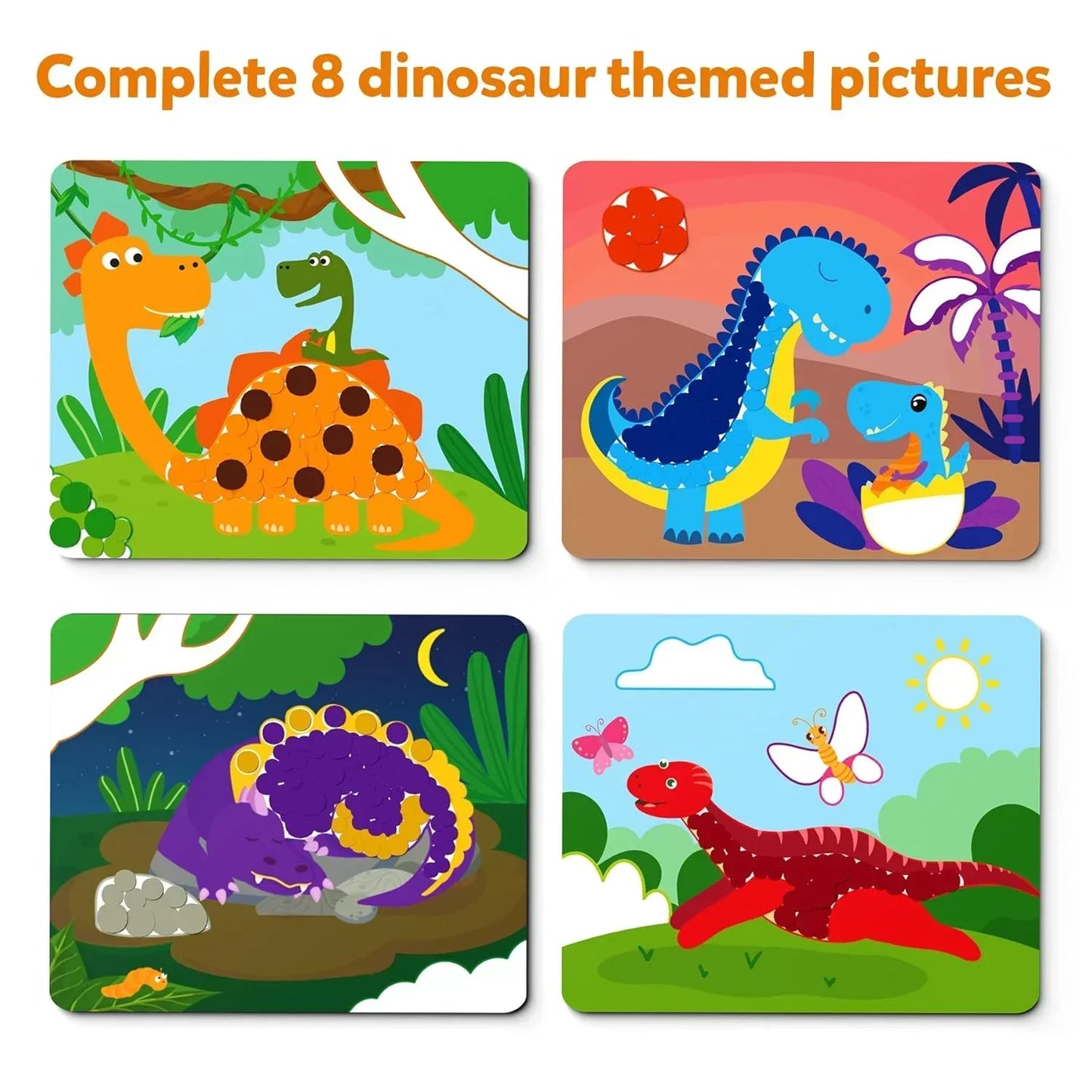 Skillmatics Art Activity - Dot It Dinosaurs, No Mess Sticker Art for Kids, Craft Kits, DIY Activity, Gifts for Boys & Girls Ages 3, 4, 5, 6, 7, Travel Toys for Toddlers, Paper, Multicolor - Jaiman Toys