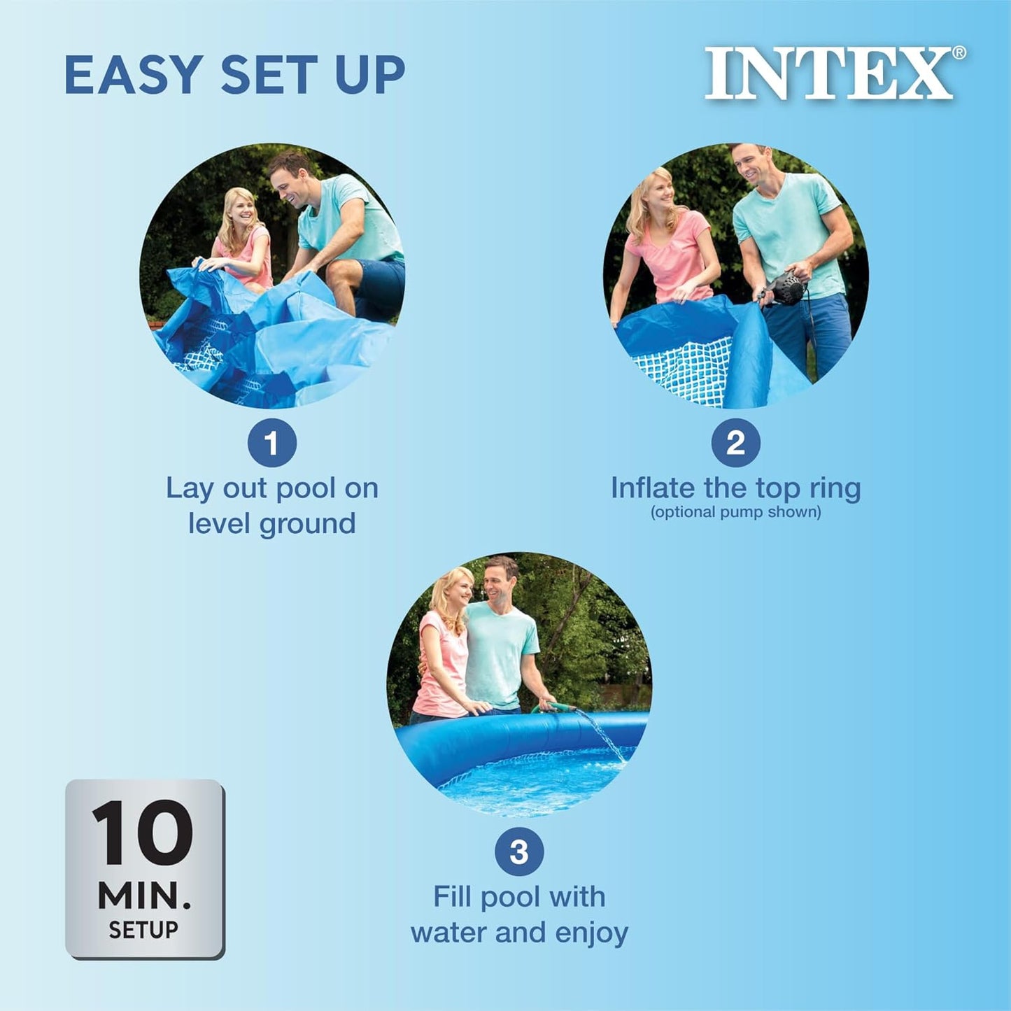 Intex Easy Set Swimming Pool 28120 – 10 ft x 30 in (305 × 76 cm) Inflatable Family Pool | Quick Setup Backyard Pool