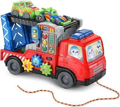VTech 3-in-1 Fix and Haul Truck | Interactive Tow Truck, Car Carrier & Repair Playset with Lights, Sounds, Tool Activities and 2 Smart Cars