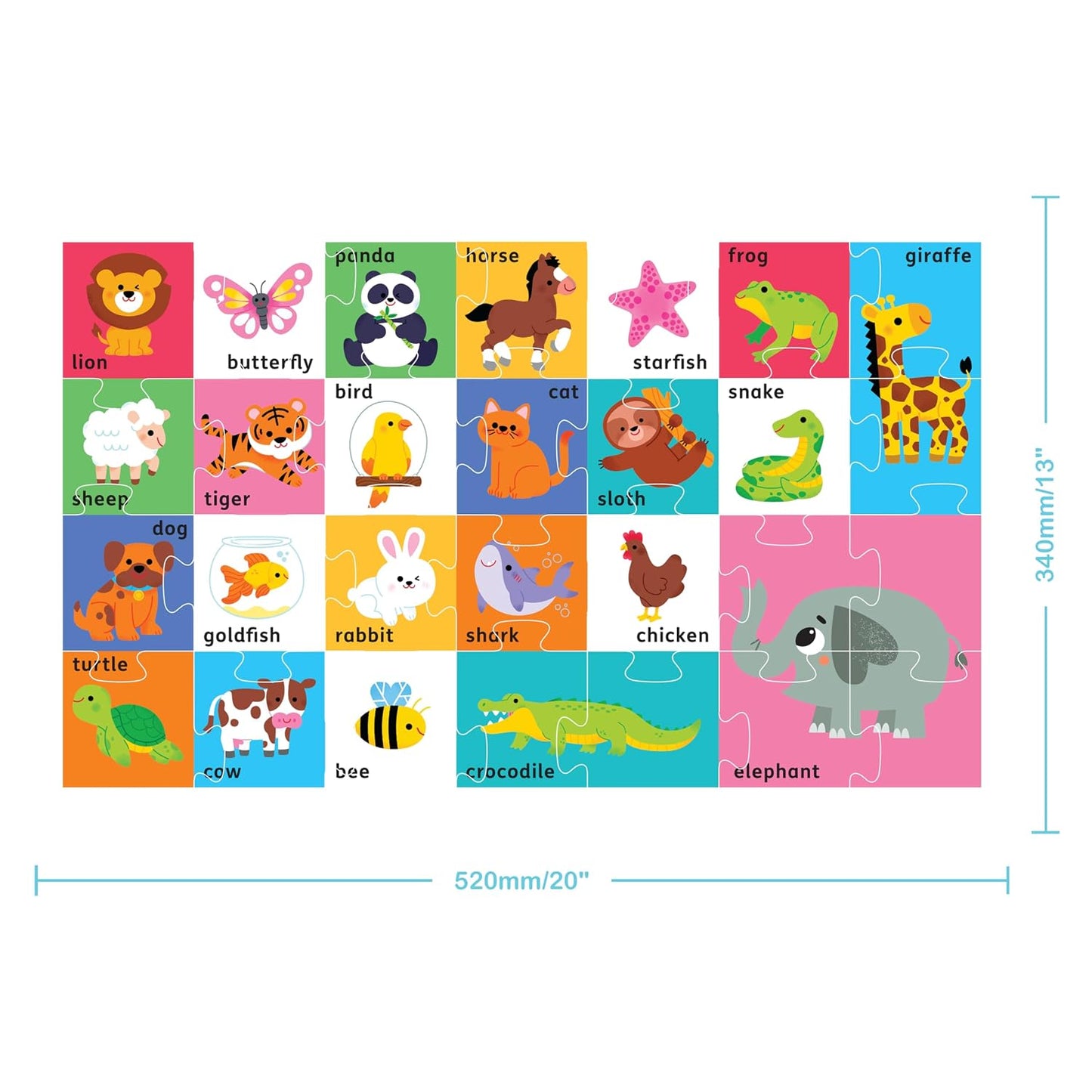 Hinkler Building Blocks Floor Puzzle First Animals | 28-Piece Educational Animal Jigsaw Puzzle with 16-Page Activity Book & Poster | Learning Puzzle for Kids Ages 3+