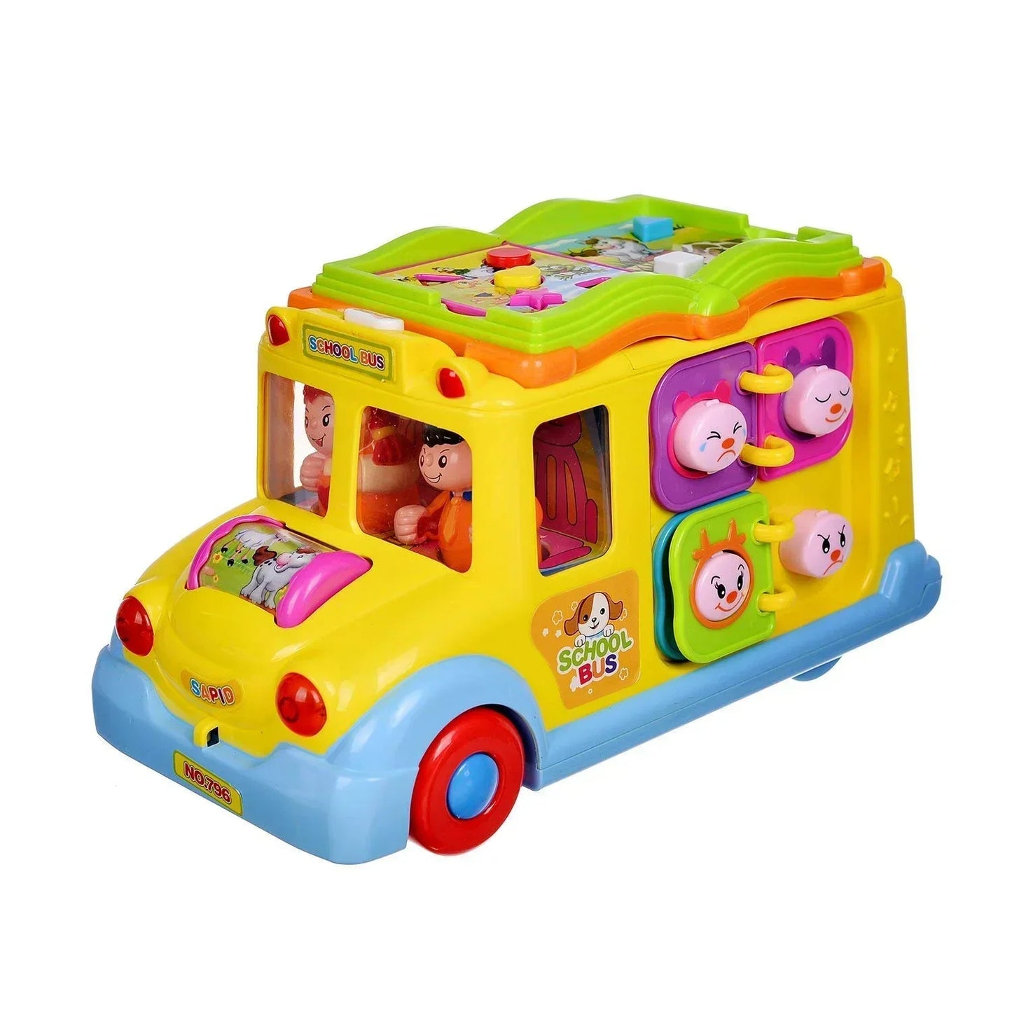 Intellectual School Bus Activity Toy Vehicle with Music, Sounds, and Lights (Multicolour) (Bus) - Jaiman Toys