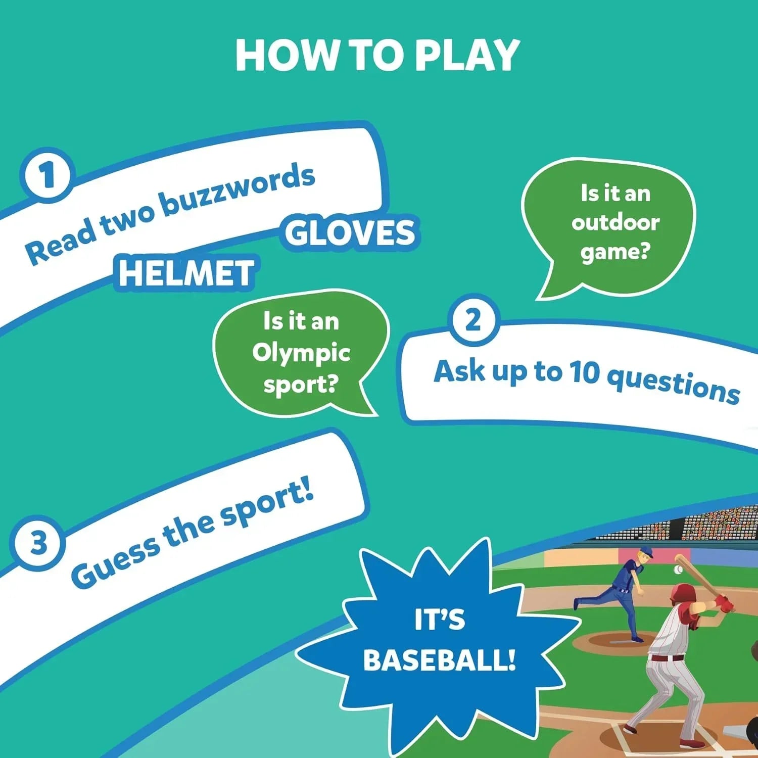 Skillmatics Card Game - Guess in 10 Sports, Perfect for Boys, Girls, Kids, and Families Who Love Board Games and Educational Toys, Travel Friendly, Gifts for Ages 6, 7, 8, 9 - Jaiman Toys
