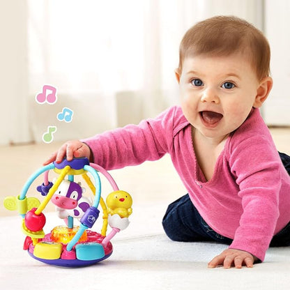 VTech Baby Lil' Critters Shake & Wobble Busy Ball, Purple | Interactive Light-Up Sensory Activity Toy with Music & Animal Friends