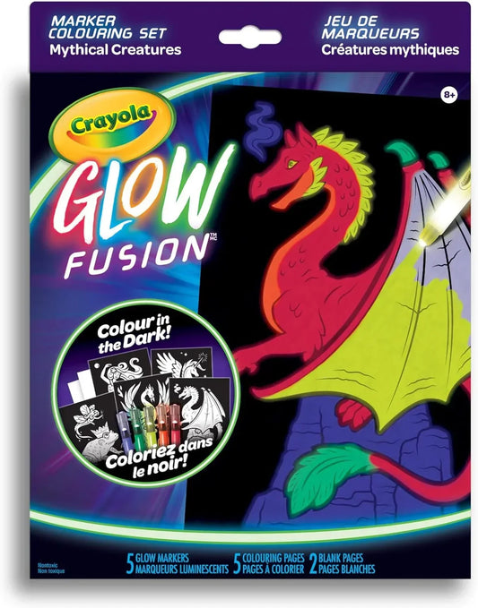 Crayola Juego de marcadores Glow Fusion para colorear - Mythical Creatures - Jaiman Toys