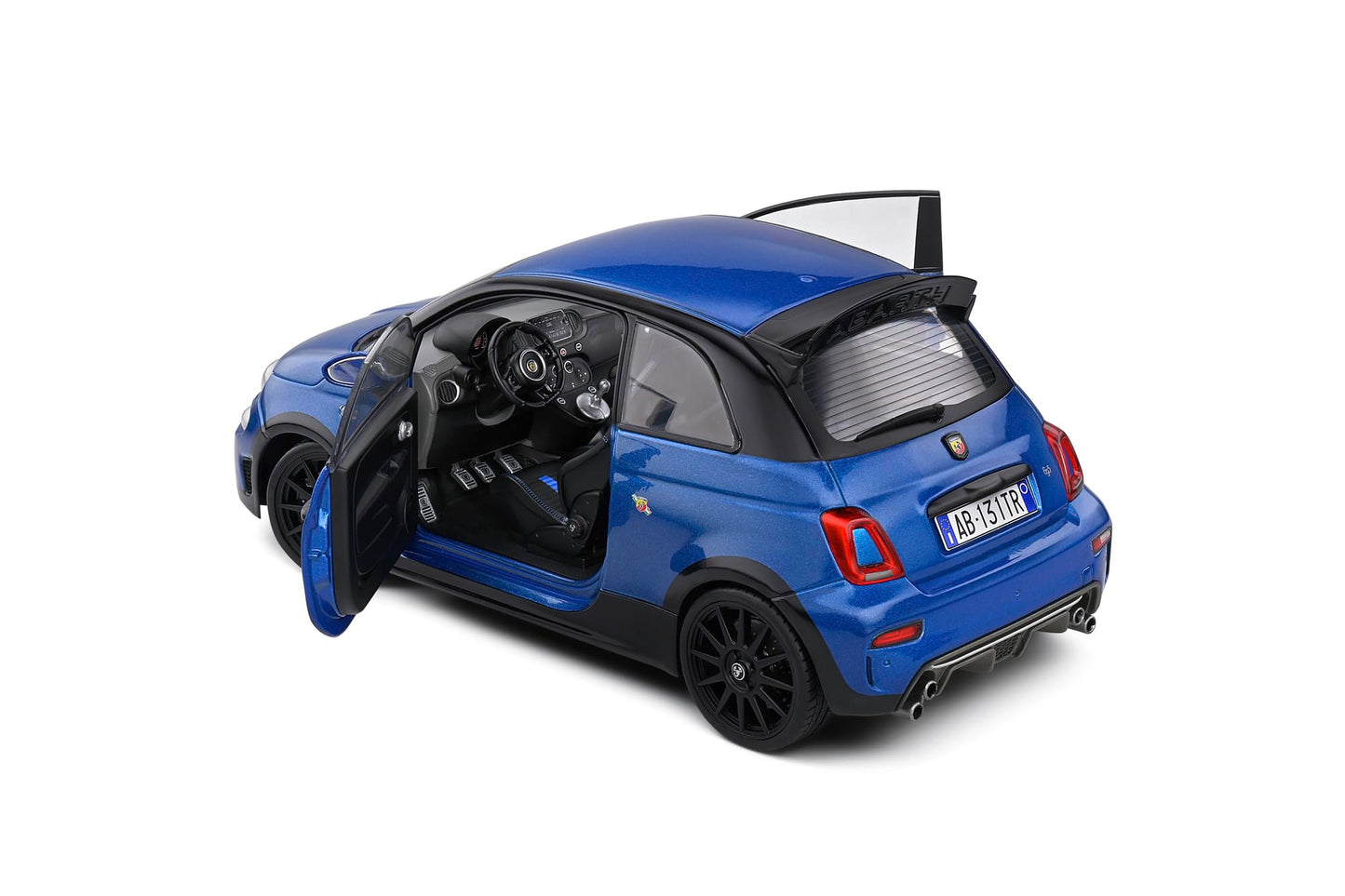 Solido 1:18 Fiat 500 Abarth Die-Cast Model Car – Blue Collector Scale Sports Hatchback
