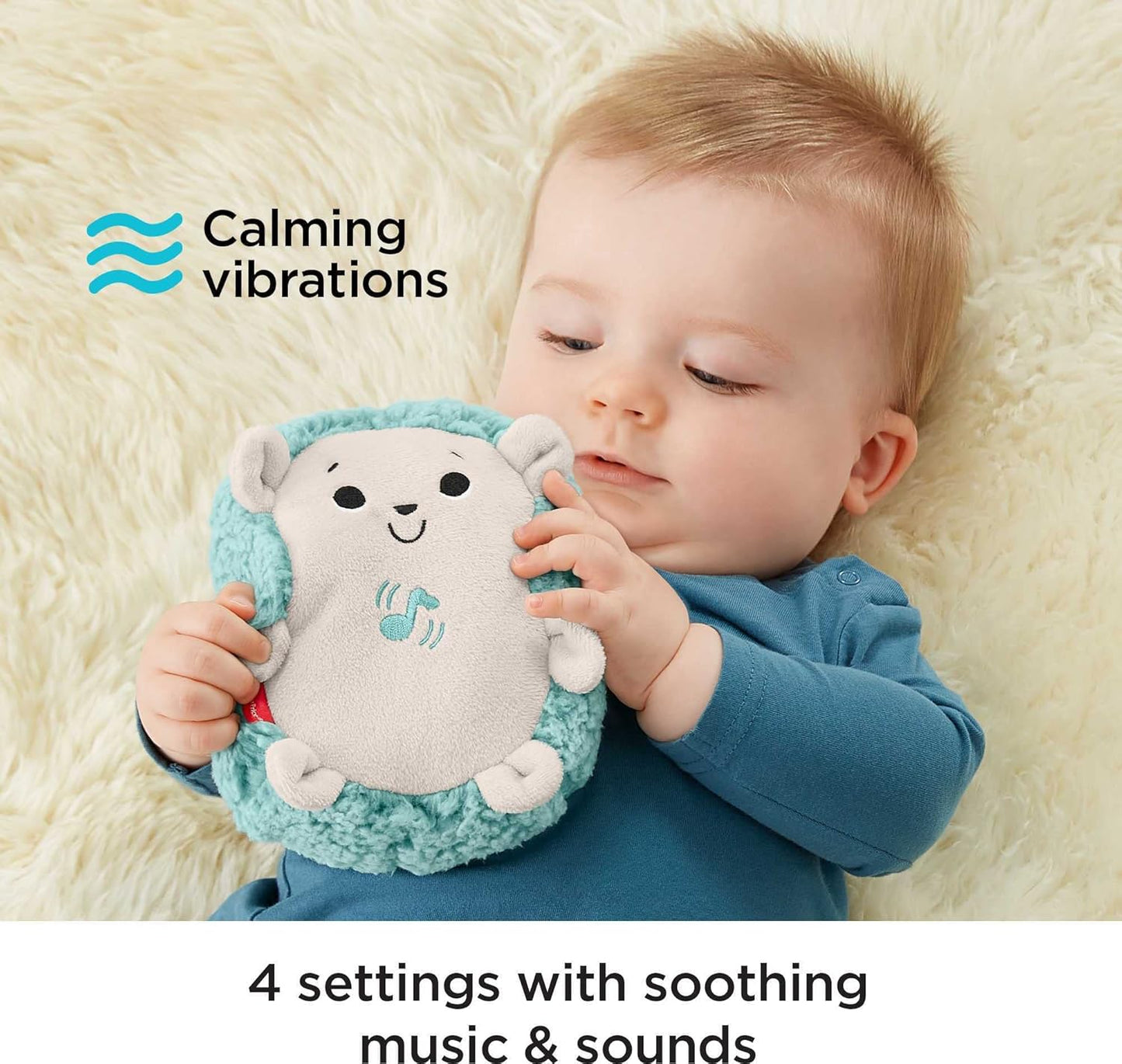 Fisher-Price Baby Hedgehog Musical Comforter Toy with Soothing Vibrations – Soft Plush Newborn Sleep Companion (Blue)
