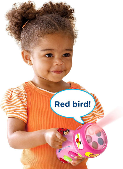 VTech Spin and Learn Color Flashlight, Pink | Interactive Educational Flashlight Toy with Colors, Numbers, Animals, Songs & Light-Up Learning for Toddlers