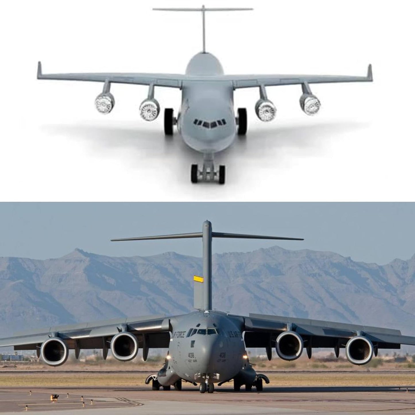 Military Plane 1:500 Scale Die-Cast Aircraft Toy | Air Force Cargo Airplane Model with Rolling Wheels | Collectible Toy Plane for Kids