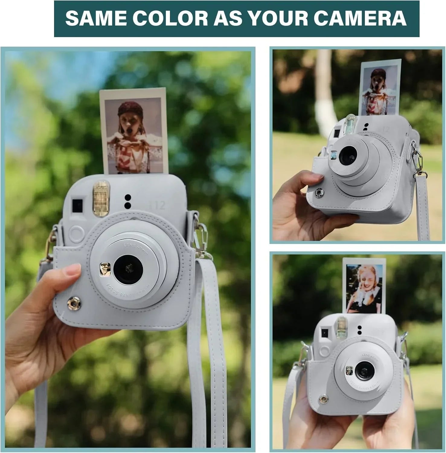 Pop & Snap in Style – Mini 12 Camera Case with Strap (Perfect Fit for Instax Mini 12) - Clay White - Jaiman Toys