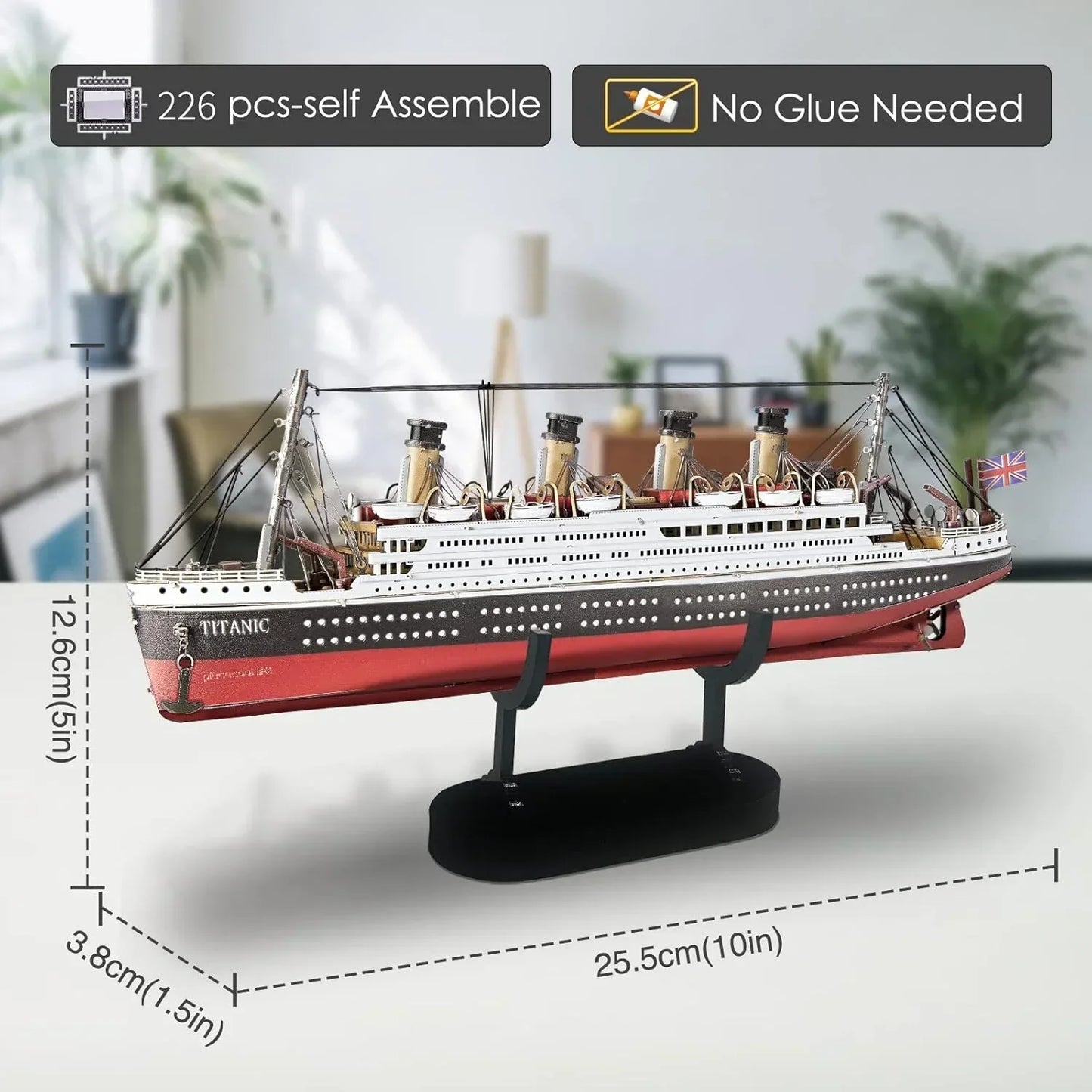 Piececool 226 Pieces Titanium Boat Model Metal 3D Puzzle 340 Stainless Steel 1:1 Collection Birthday Gift Model Kit for Adults