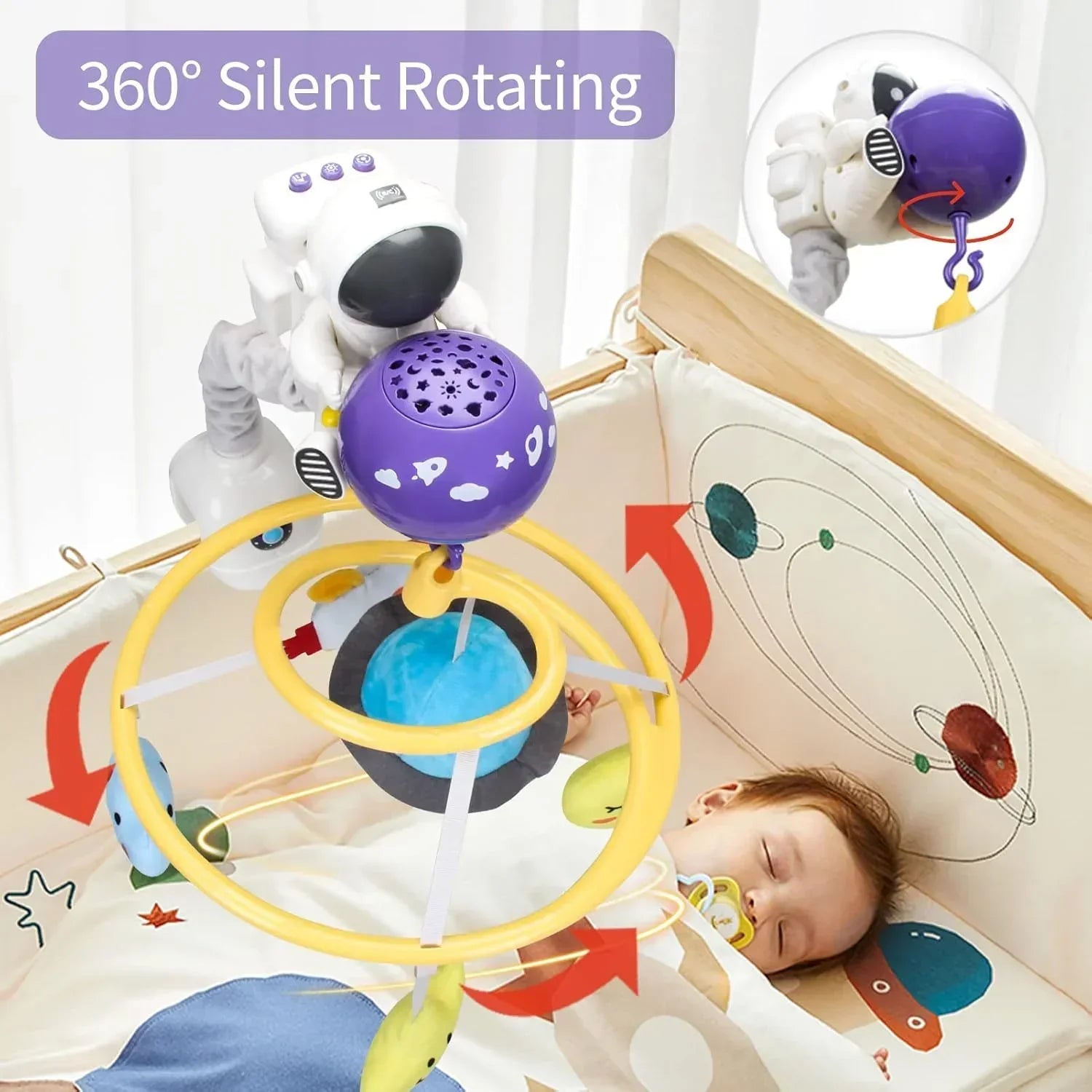 Space Travel Crib Mobile with Music and Lights, Baby Mobile for Crib - Jaiman Toys