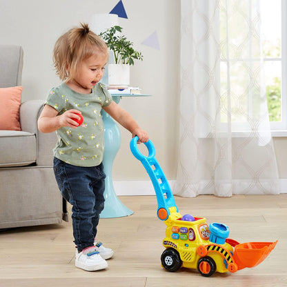 VTech Pop-a-Balls Push & Pop Bulldozer Yellow | Interactive Push Walker Toy with Balls, Lights & Sounds for Toddlers