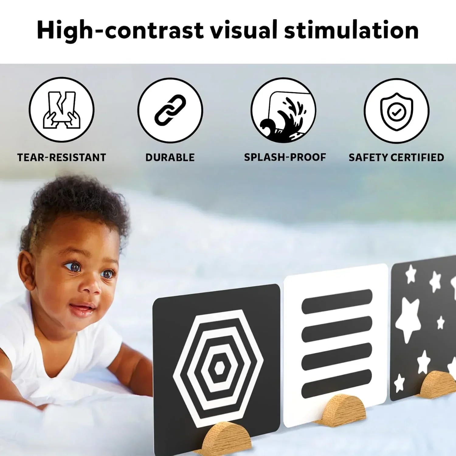 Skillmatics Large Flash Cards for Babies & Infants - High Contrast, Newborn Visual Stimulation & Sensory Development for 0 to 12 Months, 60 Pictures, Gifts, Travel Friendly - Jaiman Toys