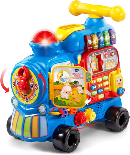 VTech Sit-to-Stand Ultimate Alphabet Train, Blue | Interactive Ride-On Learning Train with Alphabet Blocks, Music, Numbers, Phonics & Educational Activities for Toddlers