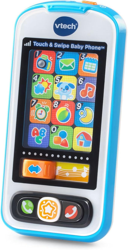VTech Touch & Swipe Baby Phone Interactive Learning Toy with Lights, Sounds, Songs & Educational Activities | Blue