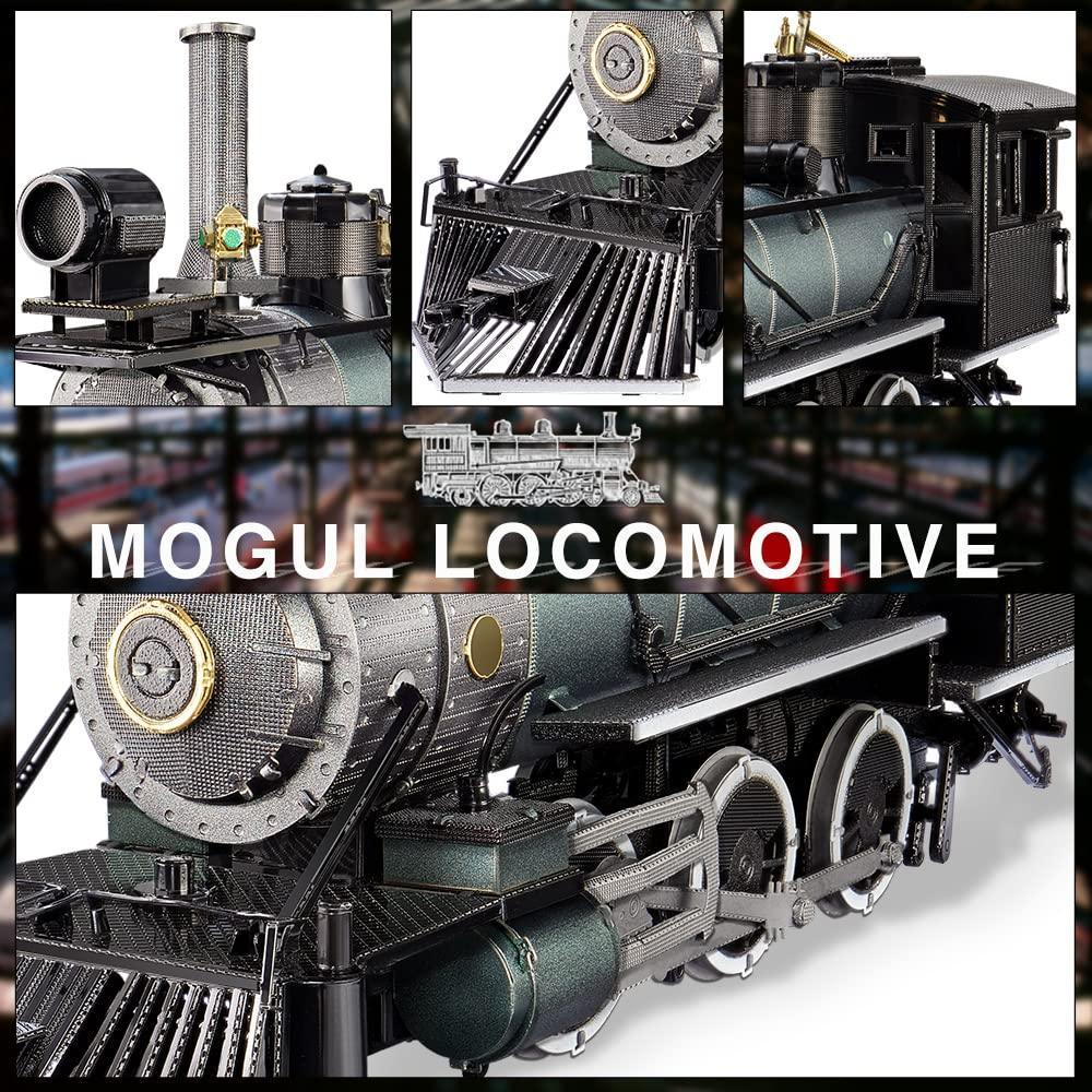 Piececool 3D Metal Puzzle Mogul Steam Engine Locomotive Model – 282 Pieces – Level 3 Difficulty – Stainless Steel DIY Train Model Kit- Age16+