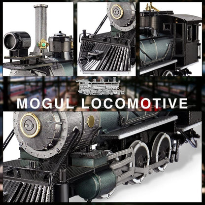 Piececool 3D Metal Puzzle Mogul Steam Engine Locomotive Model – 282 Pieces – Level 3 Difficulty – Stainless Steel DIY Train Model Kit- Age16+