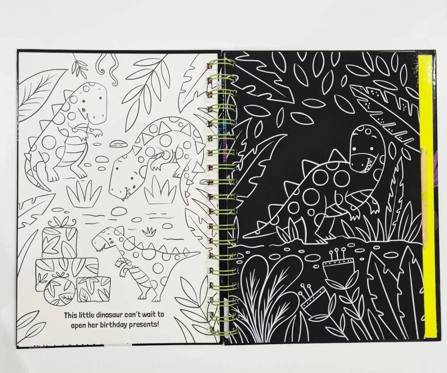 Dinosaur Scratch Art Activity Book for Kids –  Scratch Pages, Colouring Sheets, Stylus & Bonus Story