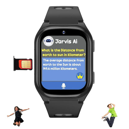 SPIKY Android 4G Video Calling Kids Smartwatch with Built in Jarvis AI | GPS Location Tracking | SOS, Water Resistant, 800 mah Super Battery | Suitable for 4 to 14 Years Kids- 3 colors