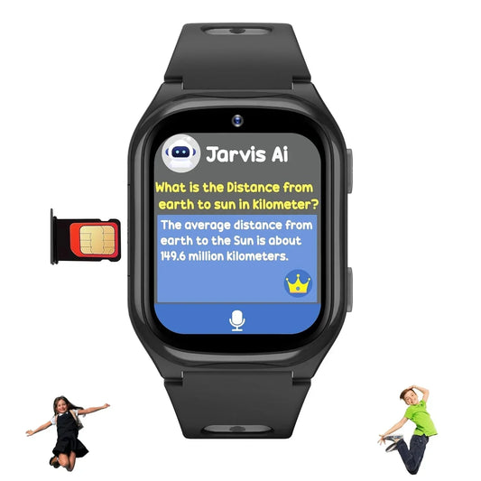 SPIKY Android 4G Video Calling Kids Smartwatch with Built in Jarvis AI | GPS Location Tracking | SOS, Water Resistant, 800 mah Super Battery | Suitable for 4 to 14 Years Kids- 3 colors