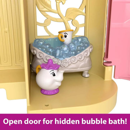 Mattel Disney Princess Toys, Belle Stackable Castle Doll House Playset with Small Doll and 9 Pieces, Inspired by The Disney Movie, Kids Travel Toys - Jaiman Toys
