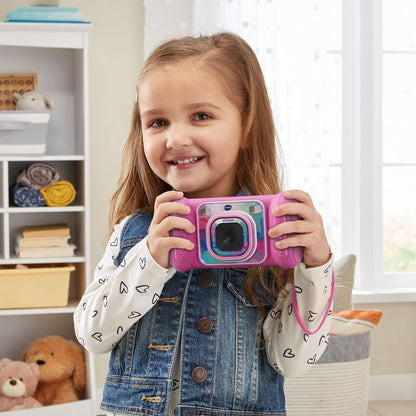 VTech KidiZoom Camera Pix Plus, Pink | Kids Digital Camera with 4X Digital Zoom, Selfie Mode, HD Photos & Videos, Voice Recorder, Games & Expandable Memory