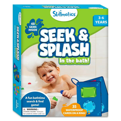 Skillmatics Seek & Splash Bath Toys - Search and Find Gem Game, Bathtub, Baby Pool & Summer Toys for Toddlers, Kids, Preschoolers, Waterproof Cards, Gifts for Boys & Girls Ages 3, 4, 5, 6 - Jaiman Toys