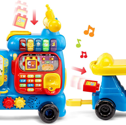 VTech Sit-to-Stand Ultimate Alphabet Train, Blue | Interactive Ride-On Learning Train with Alphabet Blocks, Music, Numbers, Phonics & Educational Activities for Toddlers