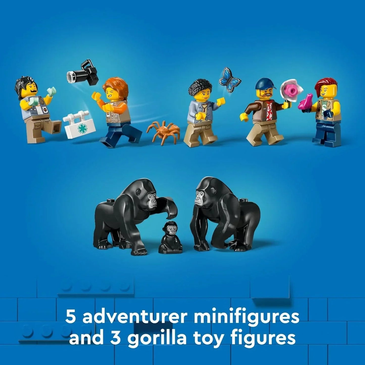 LEGO City 60437 Jungle Explorer Helicopter at Base Camp Building Toy, Comes with 5 Minifigures and 3 Gorilla Toy Figures, Adventure Playset for Kids Ages 8 and Up, Birthday Gift for Kids